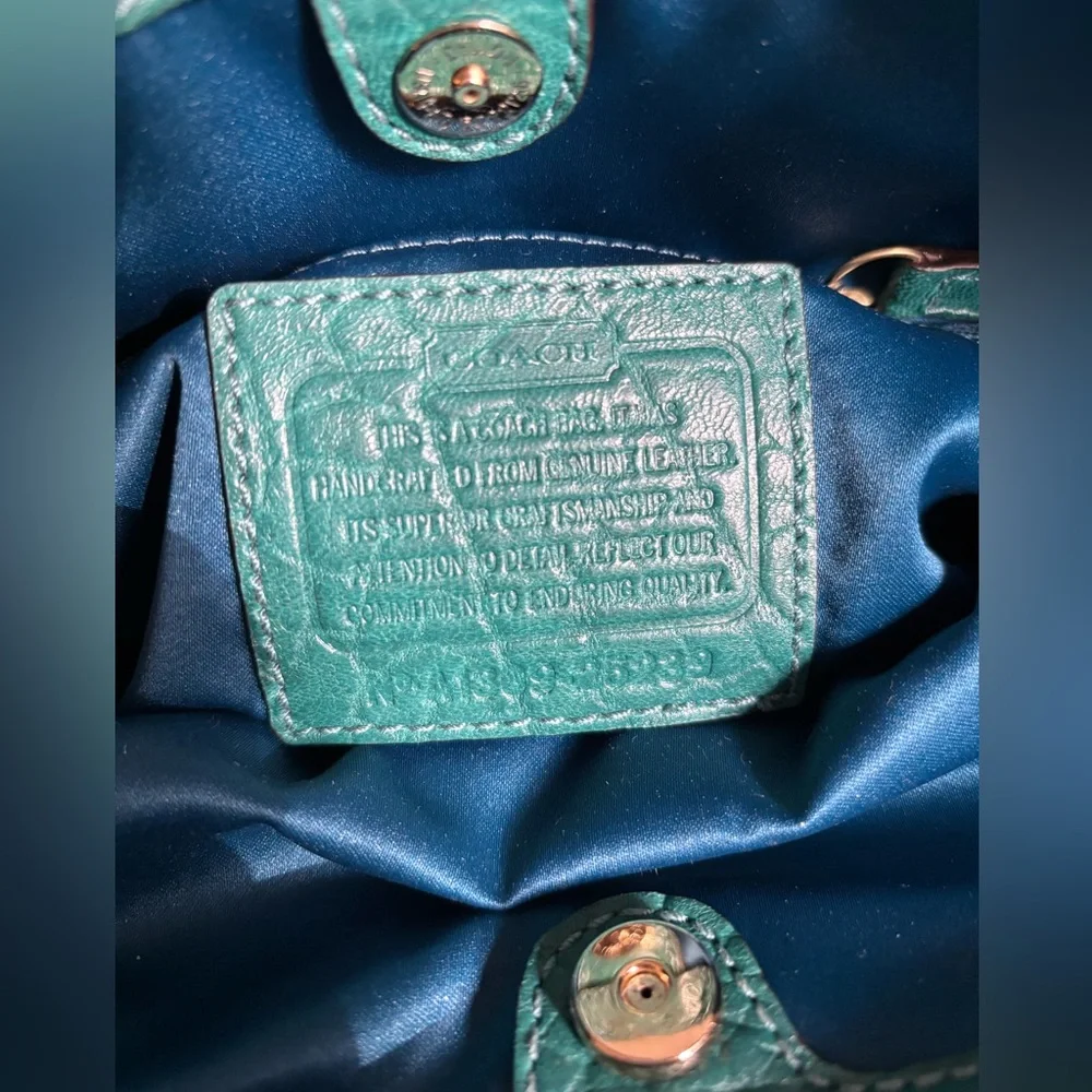 Coach Teal Green Leather Tassel Shoulder Bag